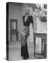 Modeling a Custom Made Evening Gown-Nina Leen-Stretched Canvas