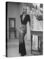Modeling a Custom Made Evening Gown-Nina Leen-Stretched Canvas