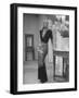 Modeling a Custom Made Evening Gown-Nina Leen-Framed Photographic Print