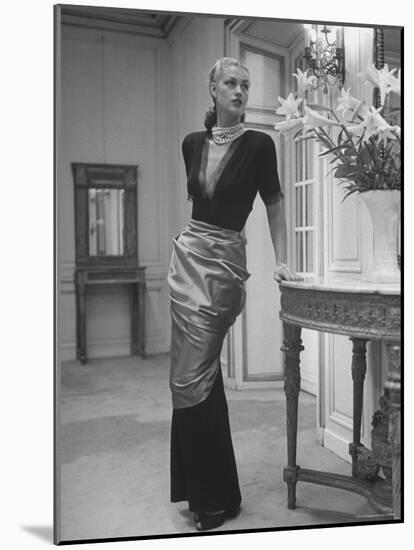 Modeling a Custom Made Evening Gown-Nina Leen-Mounted Photographic Print