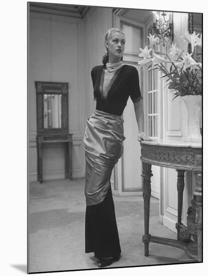 Modeling a Custom Made Evening Gown-Nina Leen-Mounted Photographic Print