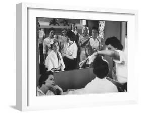 Modeling Housewives During Make Up Session-null-Framed Photographic Print