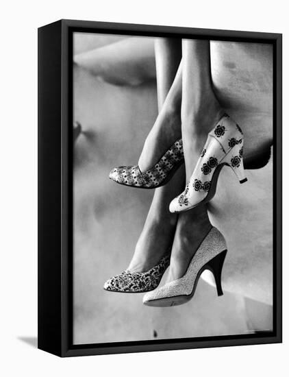 Models Displaying Printed Leather Shoes-Gordon Parks-Framed Stretched Canvas