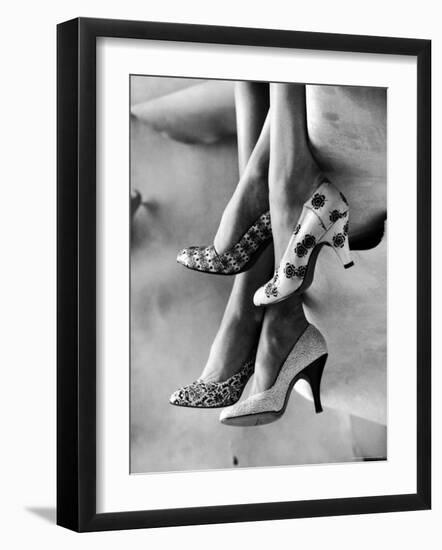Models Displaying Printed Leather Shoes-Gordon Parks-Framed Premium Photographic Print