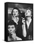 Models Exhaling Elegantly, Learning Proper Cigarette Smoking Technique in Practice For TV Ad-Peter Stackpole-Framed Stretched Canvas