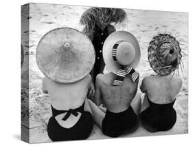 Models on Beach Wearing Different Designs of Straw Hats-Nina Leen-Stretched Canvas