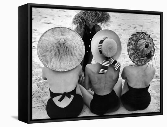 Models on Beach Wearing Different Designs of Straw Hats-Nina Leen-Framed Stretched Canvas