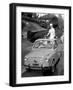 Models on Board Fiat 600-null-Framed Photographic Print