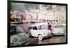 Models Posing Among the New Fiat 500 Models-null-Framed Giclee Print