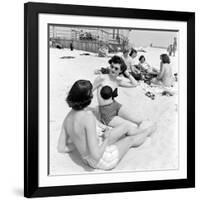 Models Sporting Adhesive Strapless Brassiere Designed by Charles L. Langs, Jones Beach, NY, 1949-Nina Leen-Framed Photographic Print