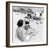 Models Sporting Adhesive Strapless Brassiere Designed by Charles L. Langs, Jones Beach, NY, 1949-Nina Leen-Framed Photographic Print