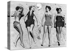 Models Sunbathing, Wearing Latest Beach Fashions-Nina Leen-Stretched Canvas