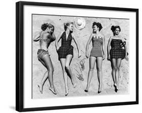 Models Sunbathing, Wearing Latest Beach Fashions-Nina Leen-Framed Photographic Print