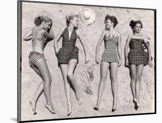 Models Sunbathing, Wearing Latest Beach Fashions-Nina Leen-Mounted Photographic Print