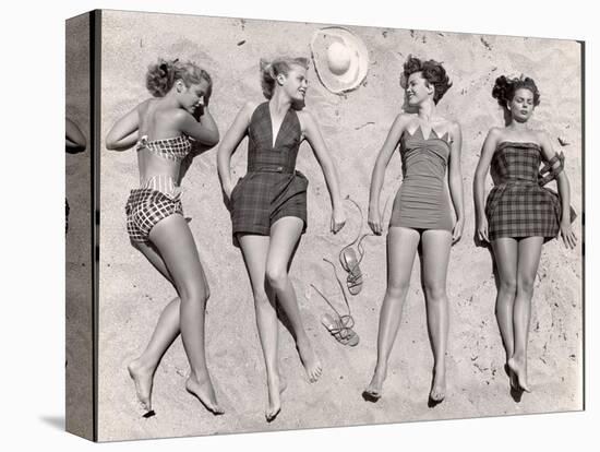 Models Sunbathing, Wearing Latest Beach Fashions-Nina Leen-Stretched Canvas