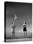 Models Tee Matthews and Bobbie Chambliss Feeding Gulls While Modeling New Bathing Suit Styles-Alfred Eisenstaedt-Stretched Canvas