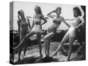 Models Wearing "California" Bathing Suits, with No Shoulder Straps and Minimum Diaper Style Pants-Walter Sanders-Stretched Canvas