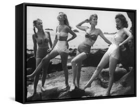 Models Wearing "California" Bathing Suits, with No Shoulder Straps and Minimum Diaper Style Pants-Walter Sanders-Framed Stretched Canvas