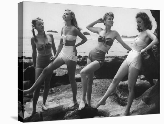 Models Wearing "California" Bathing Suits, with No Shoulder Straps and Minimum Diaper Style Pants-Walter Sanders-Stretched Canvas
