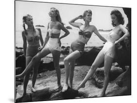 Models Wearing "California" Bathing Suits, with No Shoulder Straps and Minimum Diaper Style Pants-Walter Sanders-Mounted Photographic Print