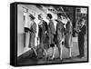 Models Wearing Checked Outfits, Newest Fashion For Sports Wear, at Roosevelt Raceway-Nina Leen-Framed Stretched Canvas