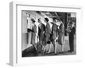 Models Wearing Checked Outfits, Newest Fashion For Sports Wear, at Roosevelt Raceway-Nina Leen-Framed Photographic Print