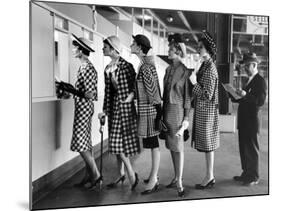 Models Wearing Checked Outfits, Newest Fashion For Sports Wear, at Roosevelt Raceway-Nina Leen-Mounted Photographic Print