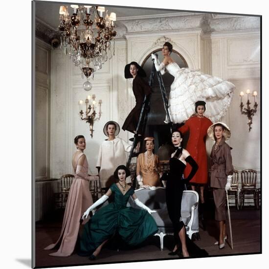 Models Wearing Latest Dress Designs from Christian Dior-Loomis Dean-Mounted Premium Photographic Print