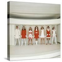 Models Wearing Red and White Ready-To-Wear Fashions Designed by Andre Courreges, 1968-Bill Ray-Stretched Canvas