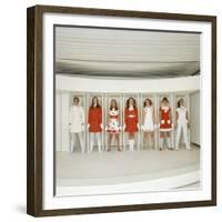 Models Wearing Red and White Ready-To-Wear Fashions Designed by Andre Courreges, 1968-Bill Ray-Framed Premium Photographic Print