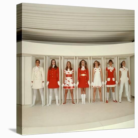 Models Wearing Red and White Ready to Wear Fashions Designed by Andre Courreges-Bill Ray-Stretched Canvas