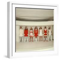 Models Wearing Red and White Ready to Wear Fashions Designed by Andre Courreges-Bill Ray-Framed Photographic Print