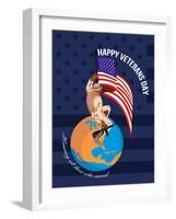 Modern American Veterans Day Greeting Card-patrimonio-Framed Art Print