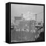 Modern Apartment Building behind Slum Tenement in Chicago-null-Framed Stretched Canvas