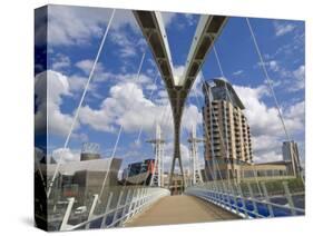 Modern Architecture of New Apartment Buildings and Lowry Centre Fron the Millennium Bridge, England-Neale Clark-Stretched Canvas