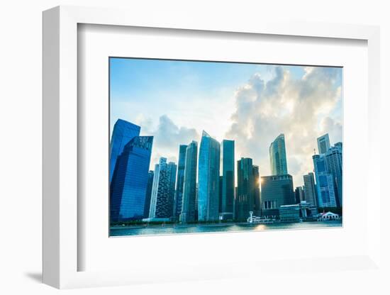 Modern Architecture of Singapore Downtown Core at Sunset-joyfull-Framed Photographic Print