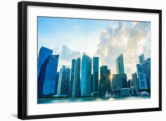 Modern Architecture of Singapore Downtown Core at Sunset-joyfull-Framed Photographic Print