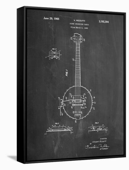 Modern Banjo Patent-Cole Borders-Framed Stretched Canvas