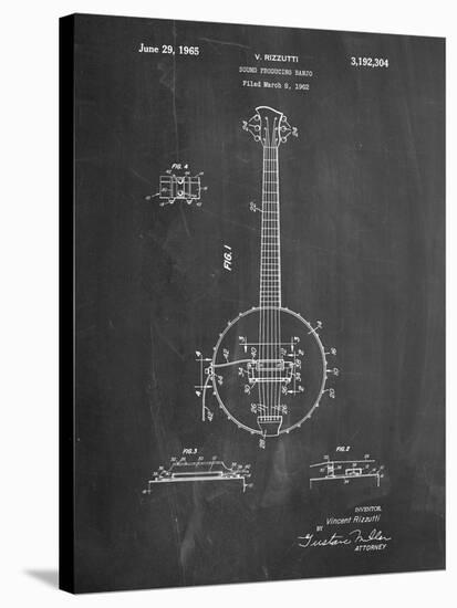 Modern Banjo Patent-Cole Borders-Stretched Canvas