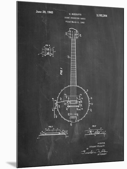 Modern Banjo Patent-Cole Borders-Mounted Art Print