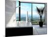 Modern Bathtub in a Bathroom Interior with Floor to Ceiling Windows with Panoramic View-PlusONE-Mounted Photographic Print