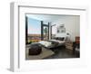 Modern Bedroom Interior with Huge Windows and Vintage Furniture-PlusONE-Framed Photographic Print