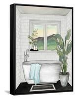 Modern Black and White Bath I-Elizabeth Medley-Framed Stretched Canvas