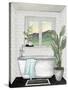 Modern Black and White Bath I-Elizabeth Medley-Stretched Canvas