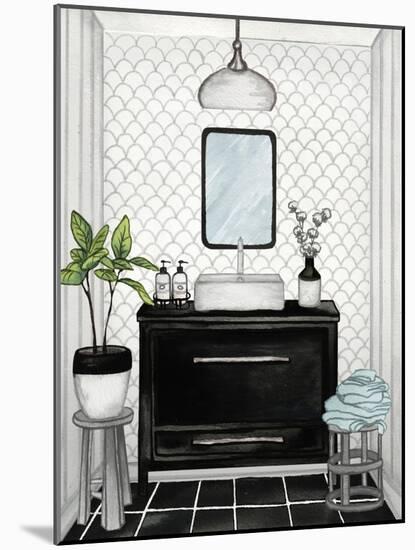 Modern Black and White Bath II-Elizabeth Medley-Mounted Art Print