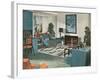 Modern Blue Living Room-null-Framed Art Print