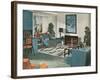 Modern Blue Living Room-null-Framed Art Print