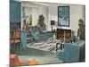 Modern Blue Living Room-null-Mounted Art Print