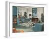 Modern Blue Living Room-null-Framed Art Print