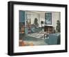 Modern Blue Living Room-null-Framed Art Print